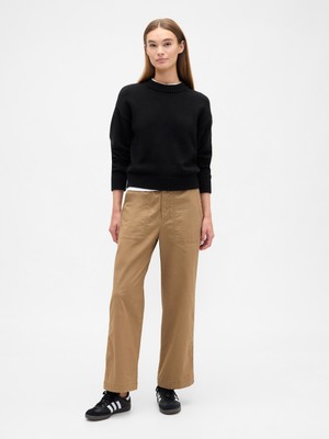 Gap Kadın Kahverengi High Rise Baskılı Easy Wide-Leg Khaki Pantolon
