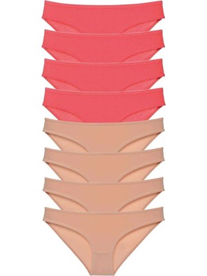 8 Adet Süper Eko Set Likralı Kadın Slip Külot Fuşya Ten