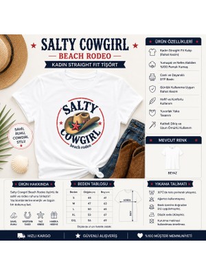 Tişört Kodu Salty Cowgirl Beach Rodeo Kadın Straight Fit Tişört