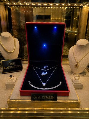 LED Işıklı Takı Mücevher ve Gerdanlık Seti Kutusu