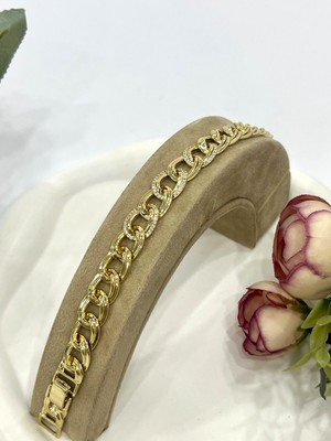 Xuping Büyük Samanyolu Zirkon Taşlı Çelik Bileklik (14K Gold / 16+2cm)