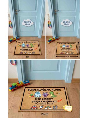 Drsn Ticaret Çocuk Odası Kapı Önü Eğlenceli Paspas | Kaymaz Taban | 45X70 cm