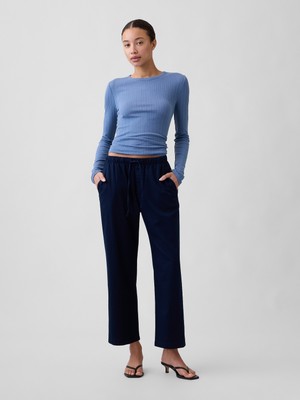 Gap Kadın Lacivert Mid Rise Easy Twill Pantolon