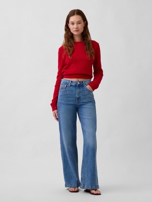 Gap Kadın Mavi High Rise Stride Kalp Cepli Wide-Leg Pantolon
