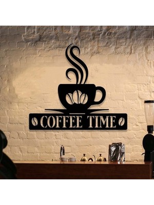 Ss Cnc "coffee Time" Temalı Modern Lazer Kesim 3mm Siyah Mdf Duvar Tablosu – Dekoratif Mutfak ve Kafe Süsü