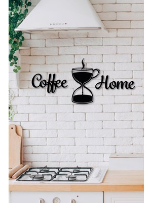 Ss Cnc "coffee Home" Temalı Modern Lazer Kesim 3mm Siyah Mdf Duvar Tablosu – Dekoratif Mutfak Süsü