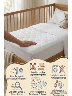 EVONY 60X120 cm Hava Geçiren Kapitoneli Bebe Fi̇tted Yatak Koruyucu Alez