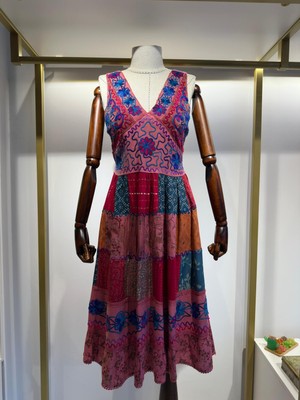 Jasminurgancy Ithal Pembe Patchwork Tasarım Otantik Standart Beden Elbise