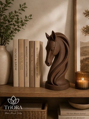 Triora Design Dekoratif At Heykeli – Modern Minimalist 3D Baskı At Biblosu 20CM X10CM