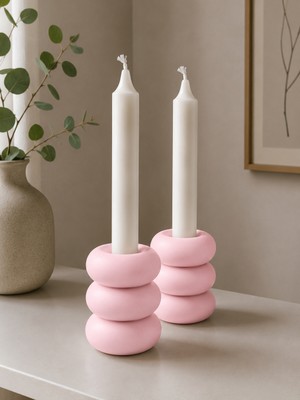 SM3d Design Minimal Dekoratif Mumluk Seti (Mum Dahil Değildir) – Modern 2’li Şamdan Mumluk