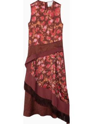 3.1 Phillip Lim Desert Flower Drapeli Desenli Lüks Tasarım Kadın Elbise