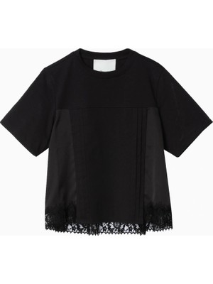 3.1 Phillip Lim Saten ve Dantel Detaylı Lüks Tasarım Kadın T-Shirt