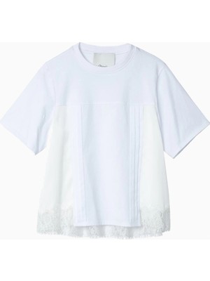 3.1 Phillip Lim Saten ve Dantel Detaylı Lüks Tasarım Kadın T-Shirt