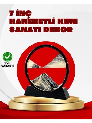 Alkasaz Rahatlatıcı Kum Sanatı – Yuvarlak Cam Çerçeveli Hareketli Kum Resmi, Ofis ve Ev Için Etkileşimli Masaüstü Süs