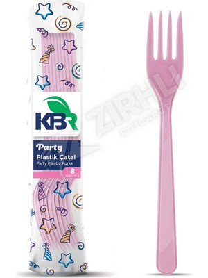 2 Adet Kbr Party Plastik Çatal Pembe 8'li