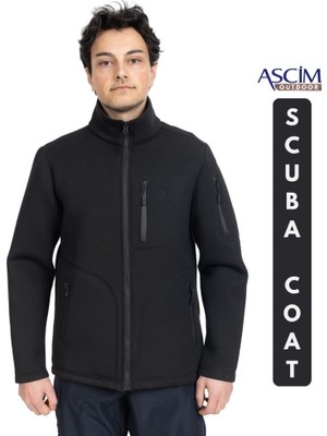 Ascim  Tam Fermuarlı Scuba Dalgıç Kumaş Erkek Mont,ceket - 4 Cepli