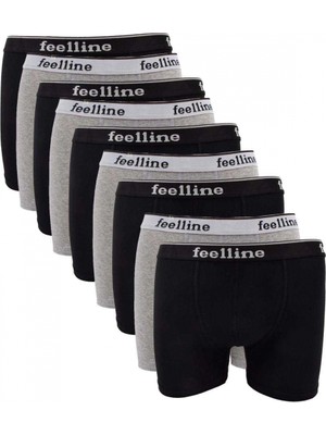 MiraLive 9 Adet Feelline Siyah ve Gri Pamuklu Doğal Likralı Erkek Boxer