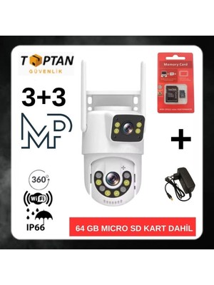 Grifin Soft Ptz Dış Mekan Çift Kameralı Gece Görüşlü Full Hd Ip Akıllı Güvenlik Kamerası 64 GB Micro Sd Kart Dahil BB-172364