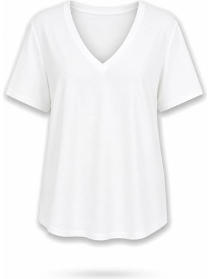 5in1Canpolat Ekru V Yaka Tişört 050736