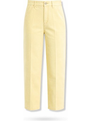 5in1Canpolat Sarı Yüksek Bel Tensel Baggy Jean 3001