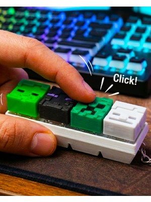 Minecraft Temalı 4'lü Klavye Tuşu – Creeper Iskelet Zombi ve Enderman 3D Baskı Anahtarlık