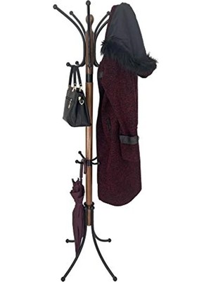 MarkEntegra Tolunay Portmanto Ayaklı Askılık - Boyalı Yonca Model Ceviz