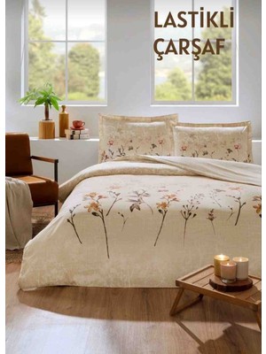 Özdilek Çift Kişilik ( Çarşafı Lastikli ) Nevresim Takımı Ramas Secas Krem