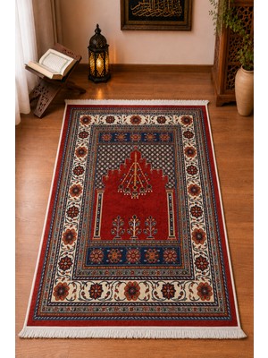 Hig Store Kadife Hediyelik Çeyizlik Dekoratif Gelin Damat Bohçası %100 Pamuk Kaydırmaz Taban Halı Seccade 80X120 Ebat