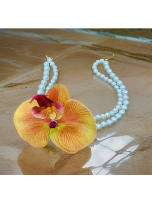 Orkide Inci Choker Tasma Kolye