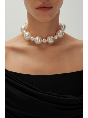 Tasarım Inci Kolye Choker - Büyük Inci Kolye -Tasma Inci Kolye