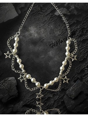 Yıldızlı Inci Kolye Vintage Model9