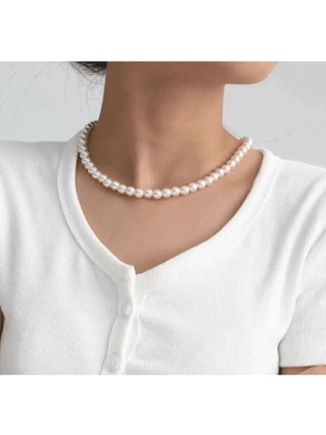 Unisex Parlak Kararmayan Inci Kolye