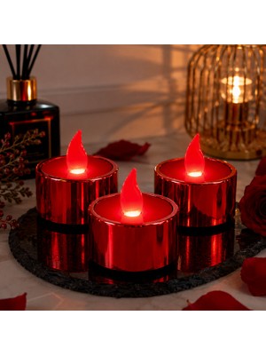 Kuzey Oyuncak 192 Adet Kırmızı LED Işıklı Mum Kırmızı LED Mum Kırmızı Işıklı Mum Pilli Işıklı Tea Light Mum