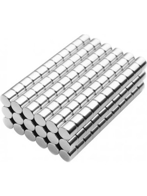 Kuzgun Ticaret 100 Adet 4x4 mm Yuvarlak Neodyum Mıknatıs N35 Güçlü Magnet Nikel Kaplama ( Lisinya )