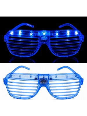 MiraLive LED Işıklı Panjur Parti Gözlüğü Mavi Renk Shutter Gözlük (4887)