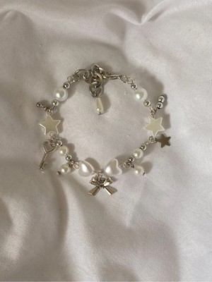 Pearl & Ribbon Y2K Coquette Bileklik