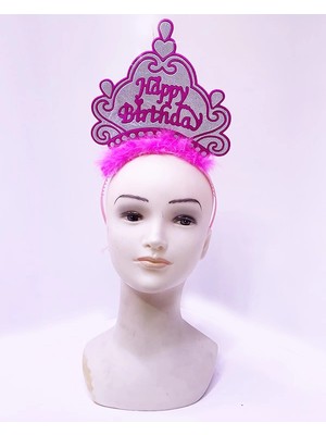 MiraLive Happy Birthday Neon Pembe Renk Doğum Günü Tacı 24X15 cm (4887)