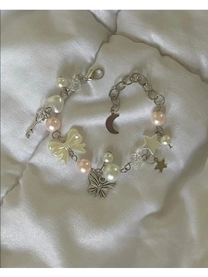 Baby Pink Butterfly Fairycore Coquette Charm Bileklik