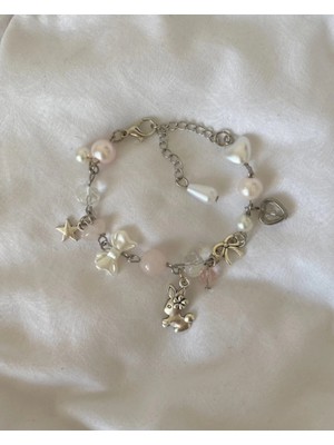 Baby Pink Rabbit Y2K Fairycore Charm Bileklik