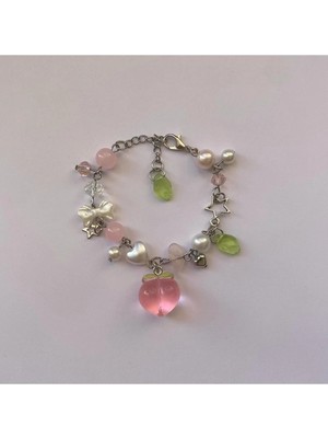 Soft Peach Fairycore Coquette Tasarım Bileklik