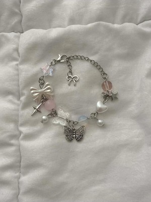 Opal Taşlı Kelebek Charmlı Y2K Fairycore Tasarım Bileklik