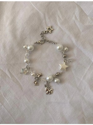 Incili Minik Tavşan Fairycore Coquette Charm Bileklik