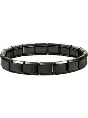 Unisex Siyah Italyan Charm Bileklik Paslanmaz Çelik Bileklik
