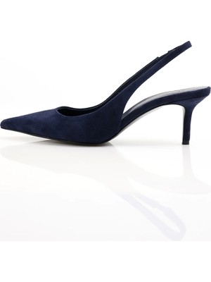 5in1Canpolat Lacivert Sivri Burun Slingback 25149