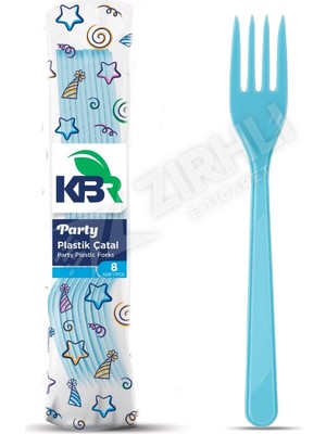 Kbr Party Plastik Çatal Mavi 8'li