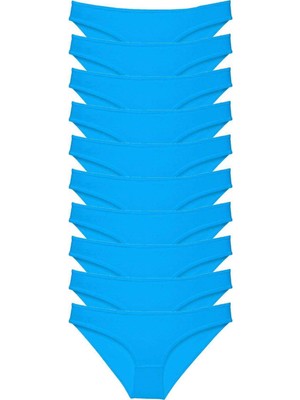 MiraLive 10 Adet Süper Eko Set Likralı Kadın Slip Külot Mavi