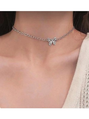 Choker Kolye Kelebek Detaylı