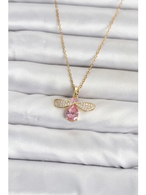 MiraLive 316L Çelik Zincir Gold Renk Sinek Model Kadın Kolye TJ-BKO11088