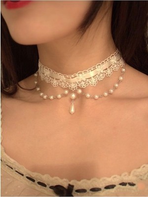 Glitter Tasma Kolye Boyun Vintage Choker Kolye