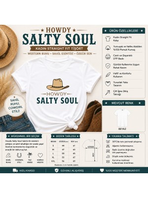 Tişört Kodu Howdy Salty Soul Kadın Straight Fit Tişört